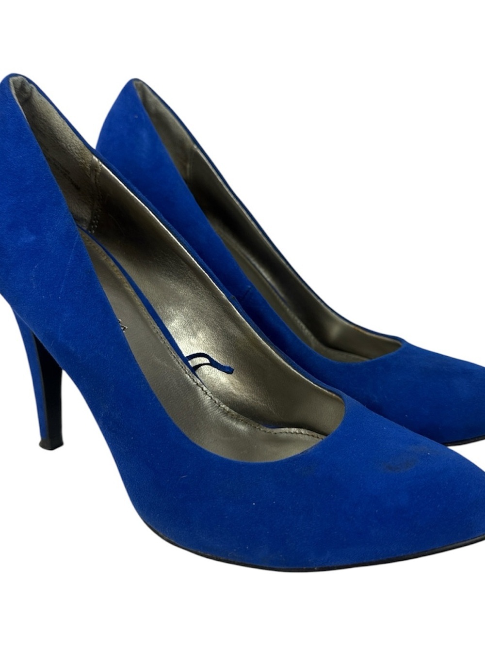 Jules + James Royal Blue Faux Suede Pointed Toe 4" Heel Pumps - Size 8